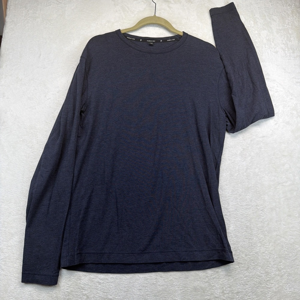 Public Rec Men's Long Sleeve Crewneck Shirt Blue Pima Cotton Stretch Medium